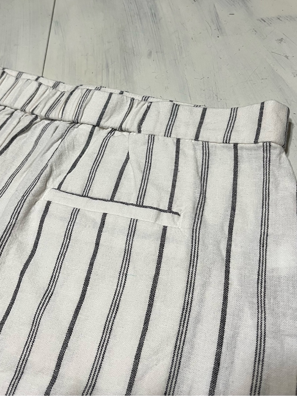 Old Navy Linen Blend Mini Shift Skirt Black White Stripe Sz L - Picture 6 of 10